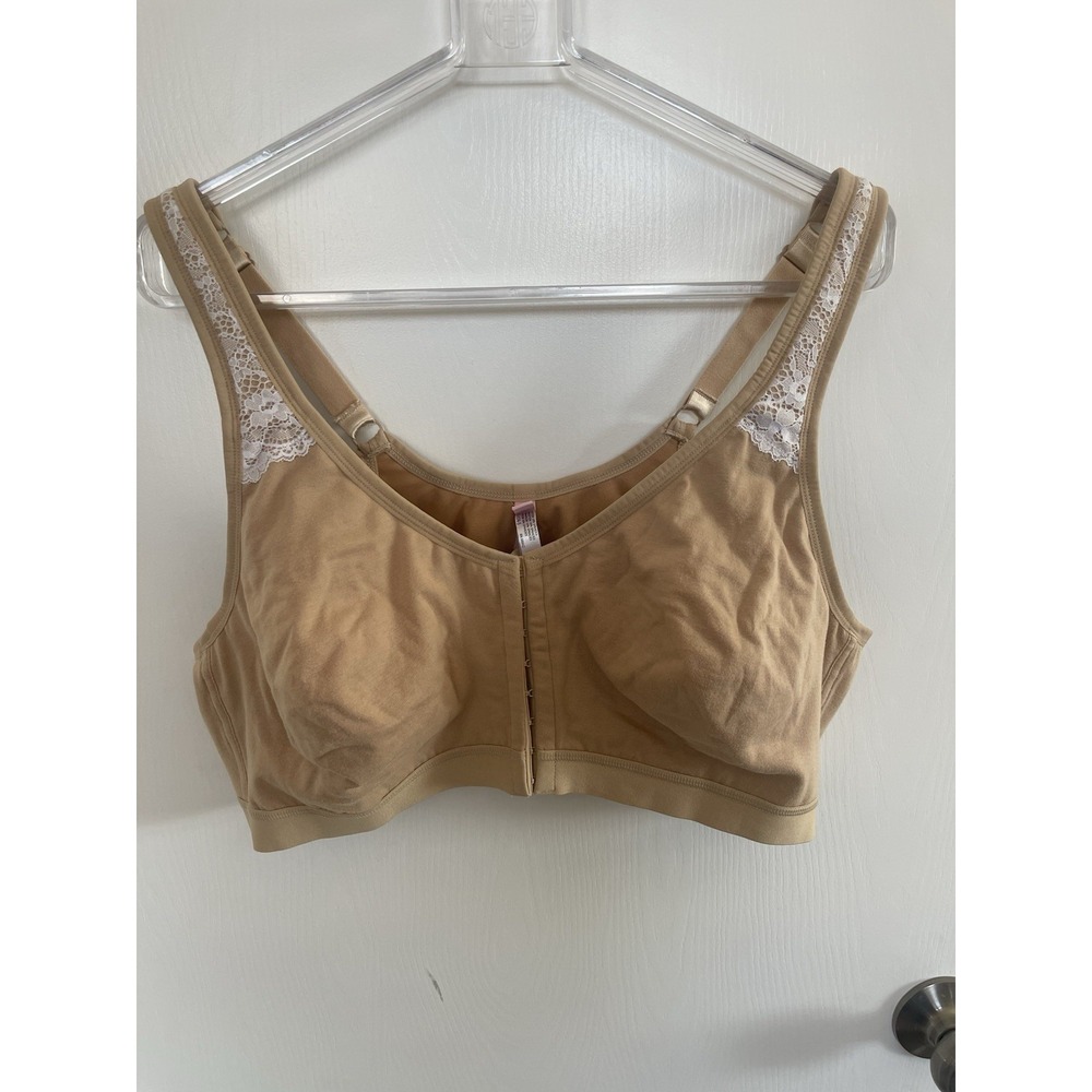 NIP Comfort Choice Front Closure Wireless Bra 50B Beige Lace Support Soft Cup